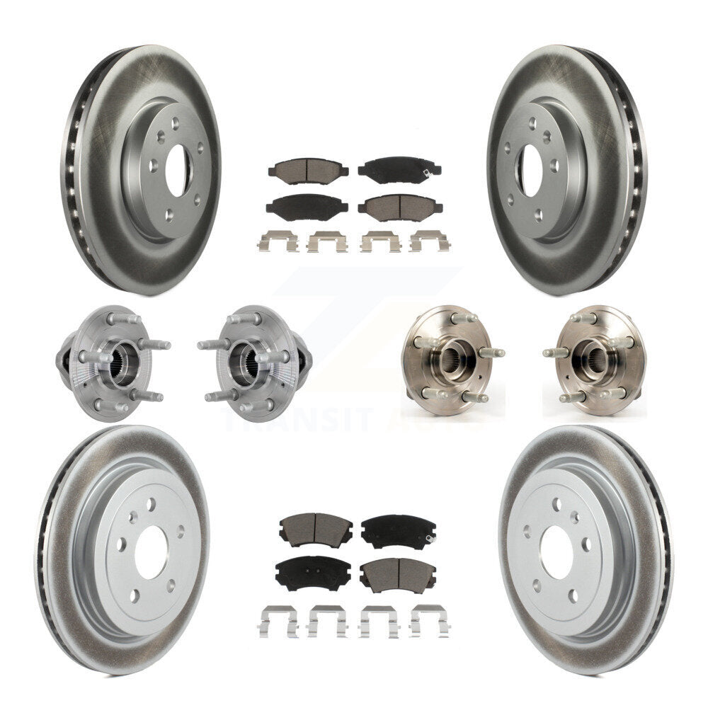 Kit de rotors et plaquettes de frein revêtus de roulement de moyeu avant et arrière (10 pièces) pour Chevrolet Camar