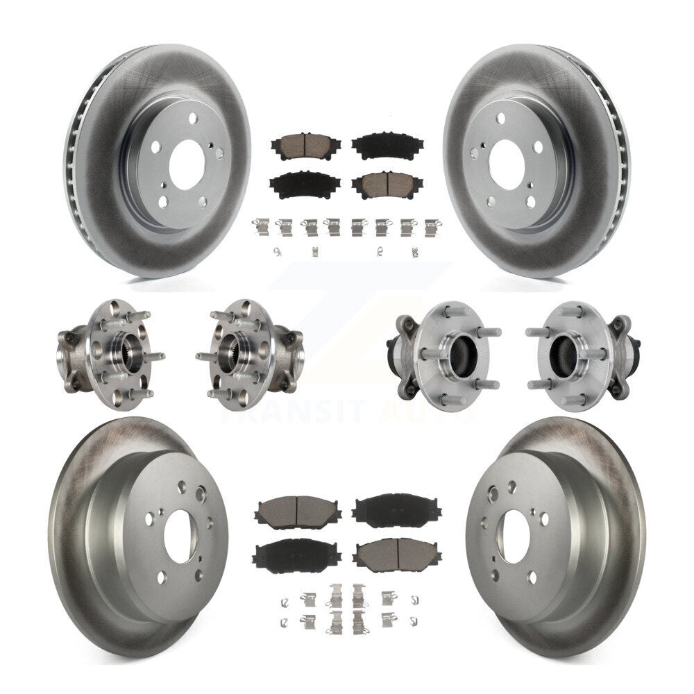 Kit de rotors et plaquettes de frein à disque revêtus de roulement de moyeu avant et arrière (10 pièces) pour Lexus IS25