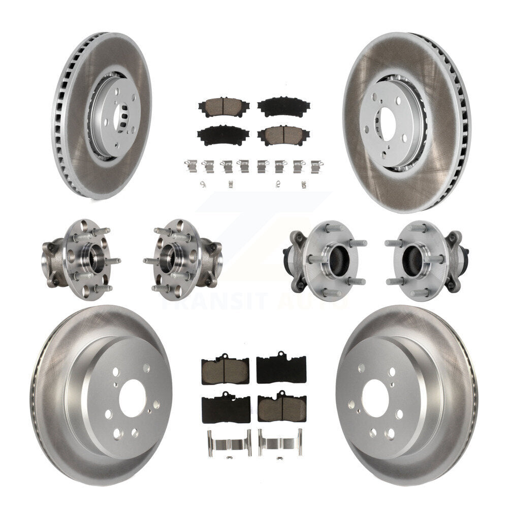 Kit de rotor et de plaquettes de frein revêtus de roulement de moyeu avant et arrière (10 pièces) pour Lexus IS350 IS30