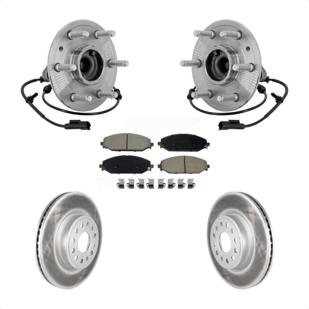 Kit de rotors et plaquettes de frein à disque enduits d'assemblage de roulement de moyeu avant pour Ram 1500