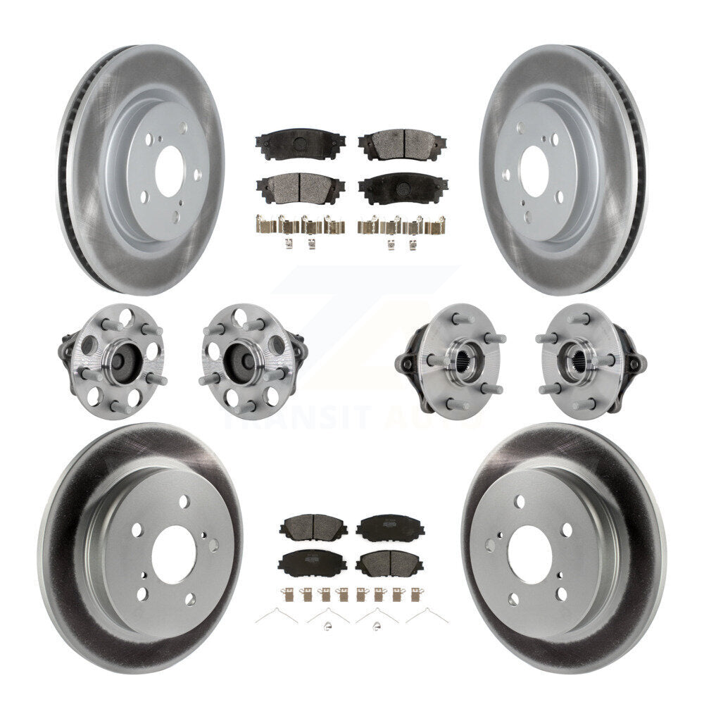 Kit de rotors et plaquettes de frein à disque revêtus de roulement de moyeu avant et arrière (10 pièces) pour Toyota RAV