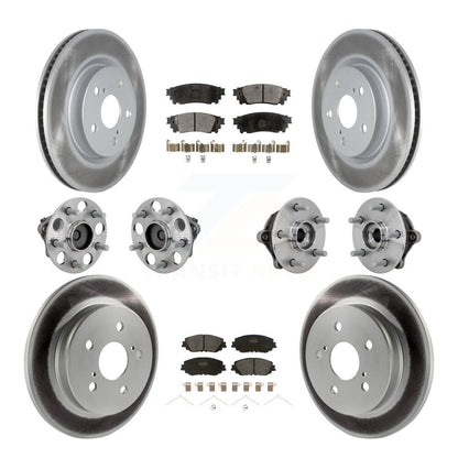 Kit de rotors et plaquettes de frein à disque revêtus de roulement de moyeu avant et arrière (10 pièces) pour Toyota RAV