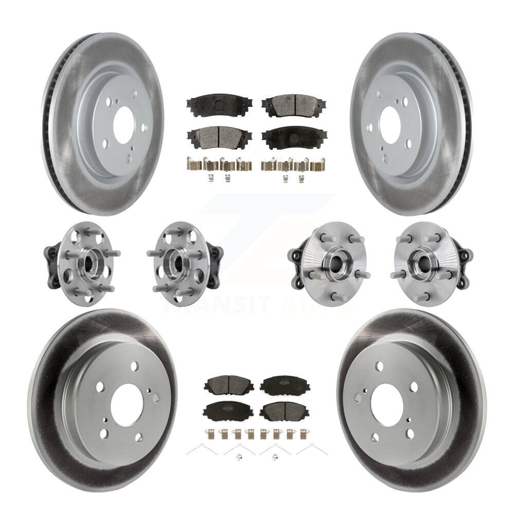 Kit de rotors et plaquettes de frein à disque revêtus de roulement de moyeu avant et arrière (10 pièces) pour Toyota RAV