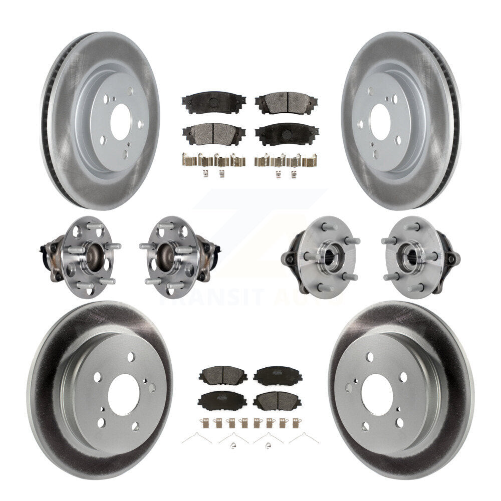 Kit de rotors et plaquettes de frein à disque revêtus de roulement de moyeu avant et arrière (10 pièces) pour Toyota RAV