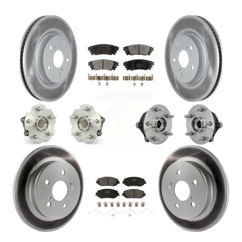 Kit de rotors et plaquettes de frein à disque revêtus de roulement de moyeu avant et arrière (10 pièces) pour Toyota RAV