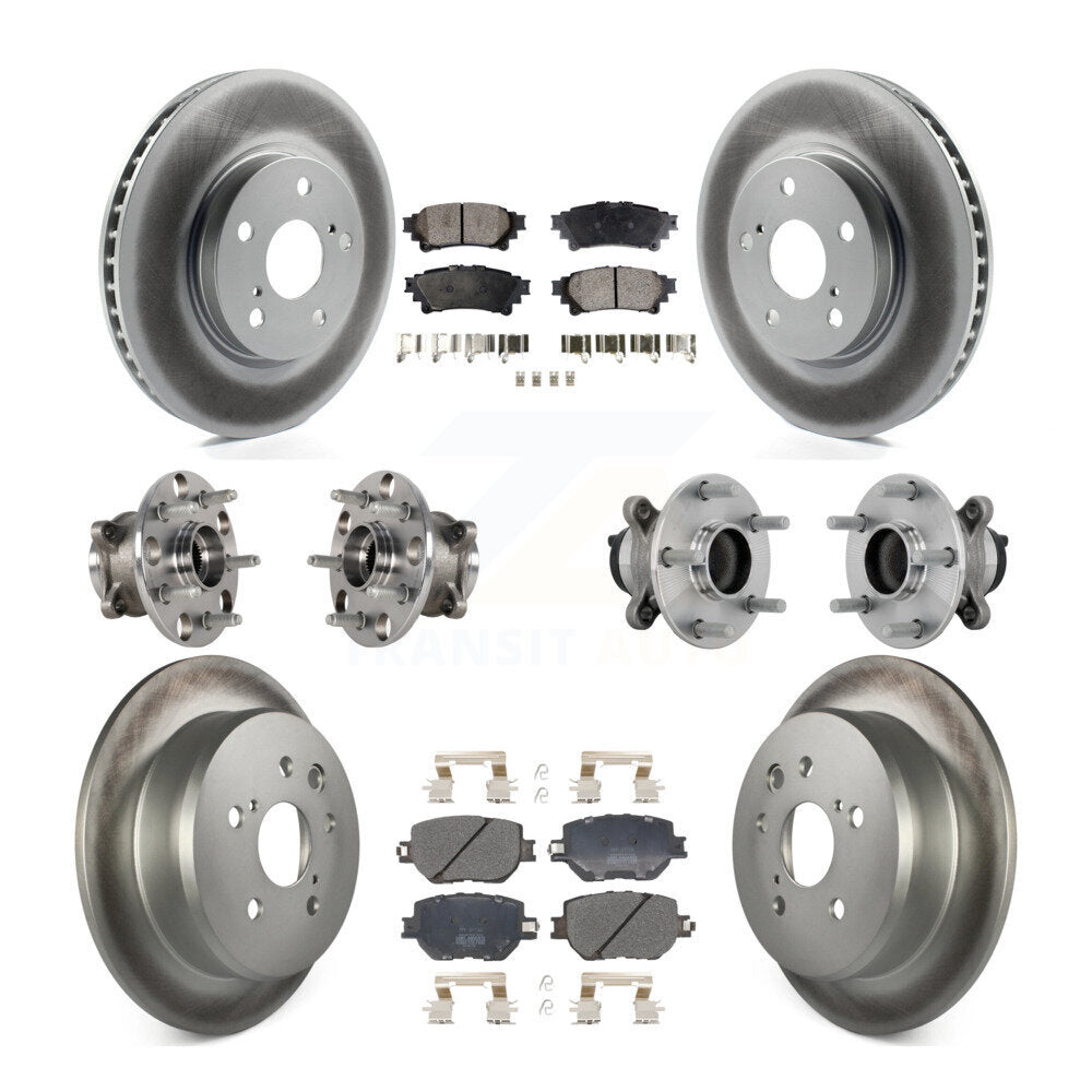 Kit de rotors et plaquettes de frein à disque revêtus de roulement de moyeu avant et arrière (10 pièces) pour Lexus IS25