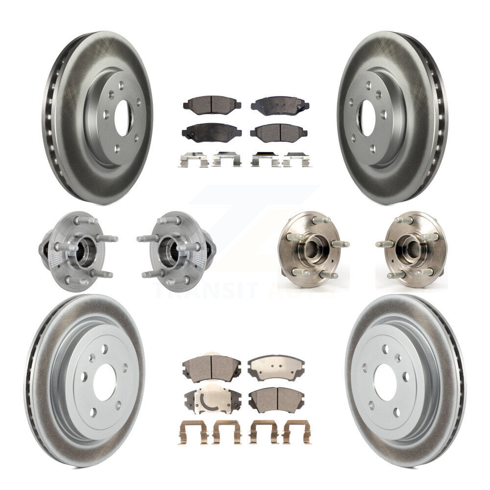 Kit de rotors et plaquettes de frein revêtus de roulement de moyeu avant et arrière (10 pièces) pour Chevrolet Camar