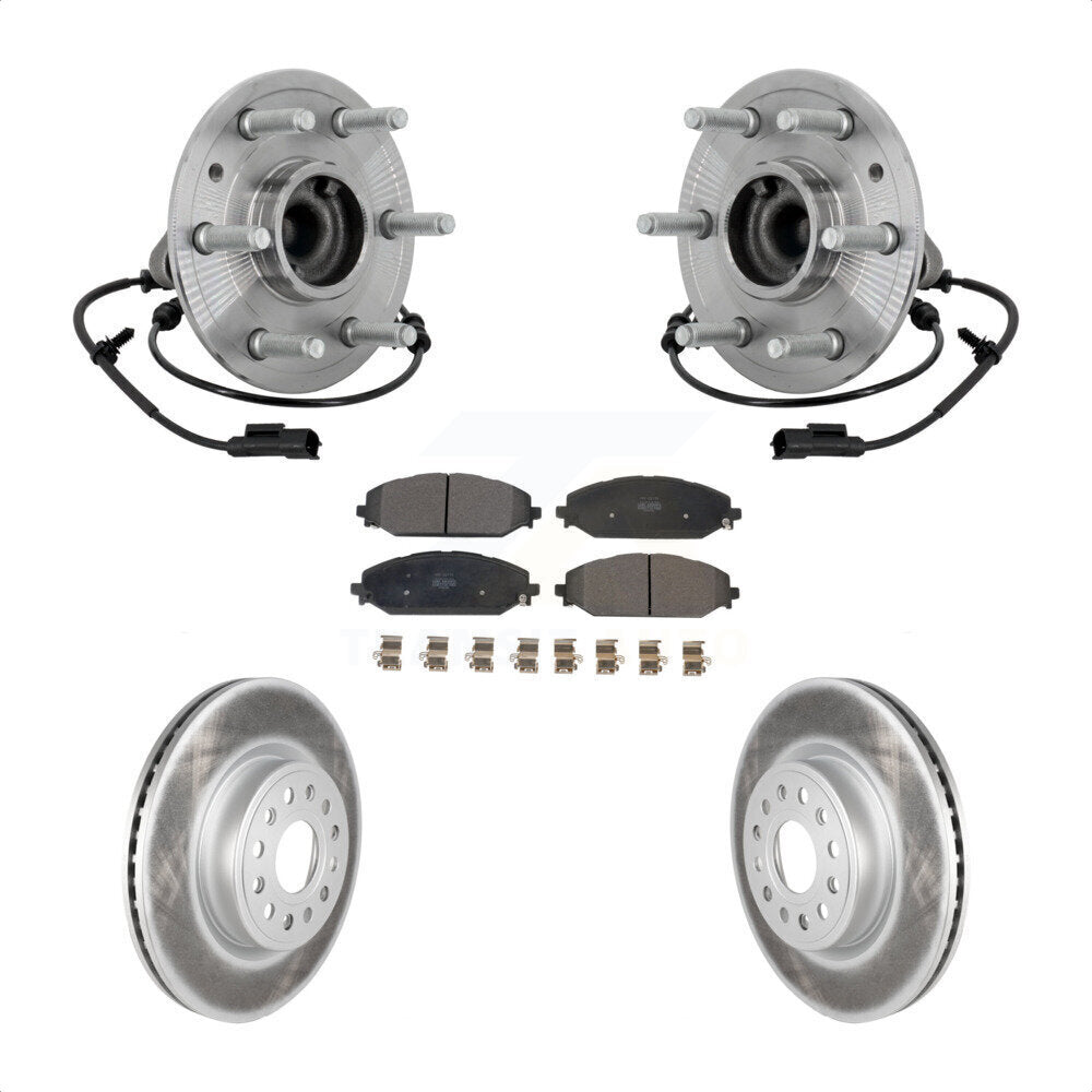 Kit de rotors et plaquettes de frein à disque enduits d'assemblage de roulement de moyeu avant pour Ram 1500