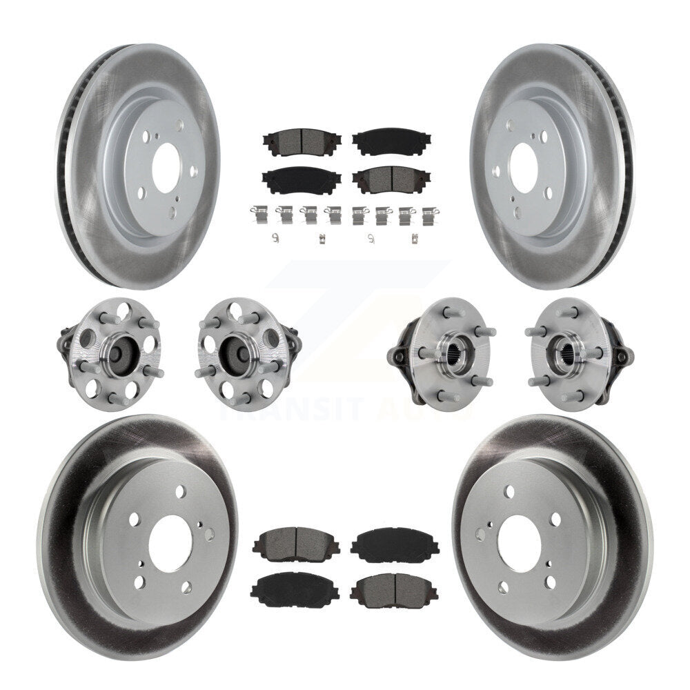 Kit de rotors et plaquettes de frein à disque revêtus de roulement de moyeu avant et arrière (10 pièces) pour Toyota RAV