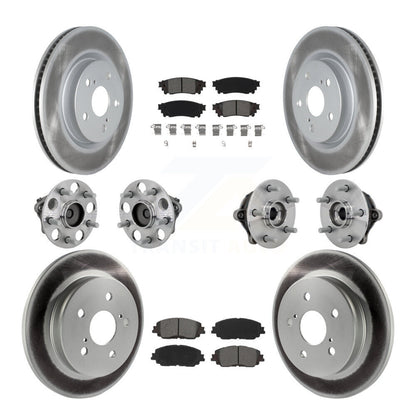 Kit de rotors et plaquettes de frein à disque revêtus de roulement de moyeu avant et arrière (10 pièces) pour Toyota RAV