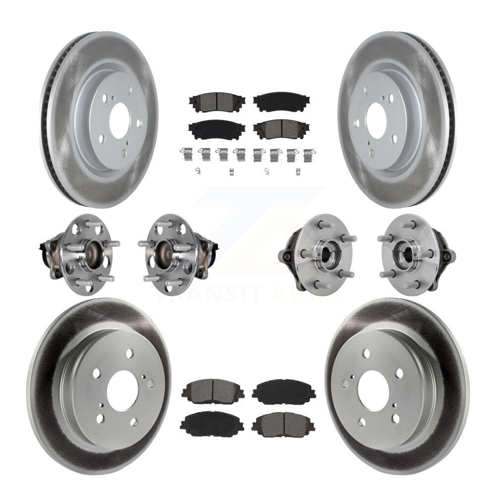 Kit de rotors et plaquettes de frein à disque revêtus de roulement de moyeu avant et arrière (10 pièces) pour Toyota RAV