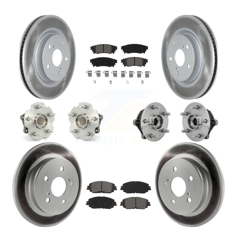 Kit de rotors et plaquettes de frein à disque revêtus de roulement de moyeu avant et arrière (10 pièces) pour Toyota RAV