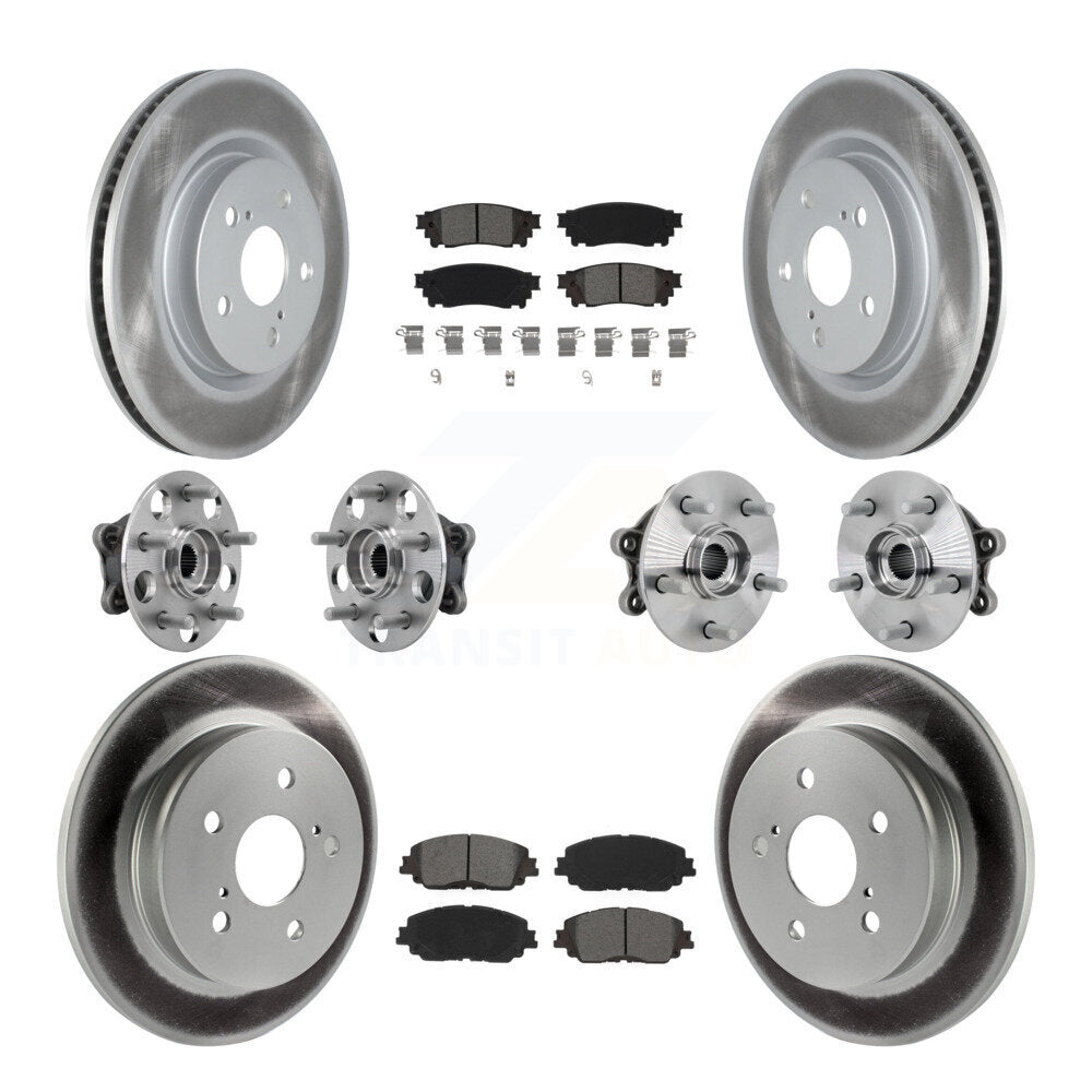 Kit de rotors et plaquettes de frein à disque revêtus de roulement de moyeu avant et arrière (10 pièces) pour Toyota RAV