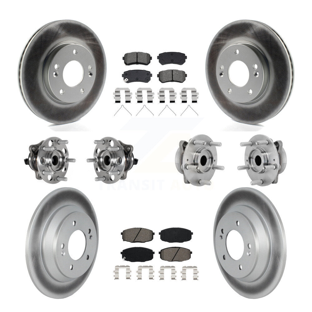 Kit de rotor et de plaquettes de frein à disque revêtus de roulement de moyeu avant et arrière (10 pièces) pour Hyundai Kon