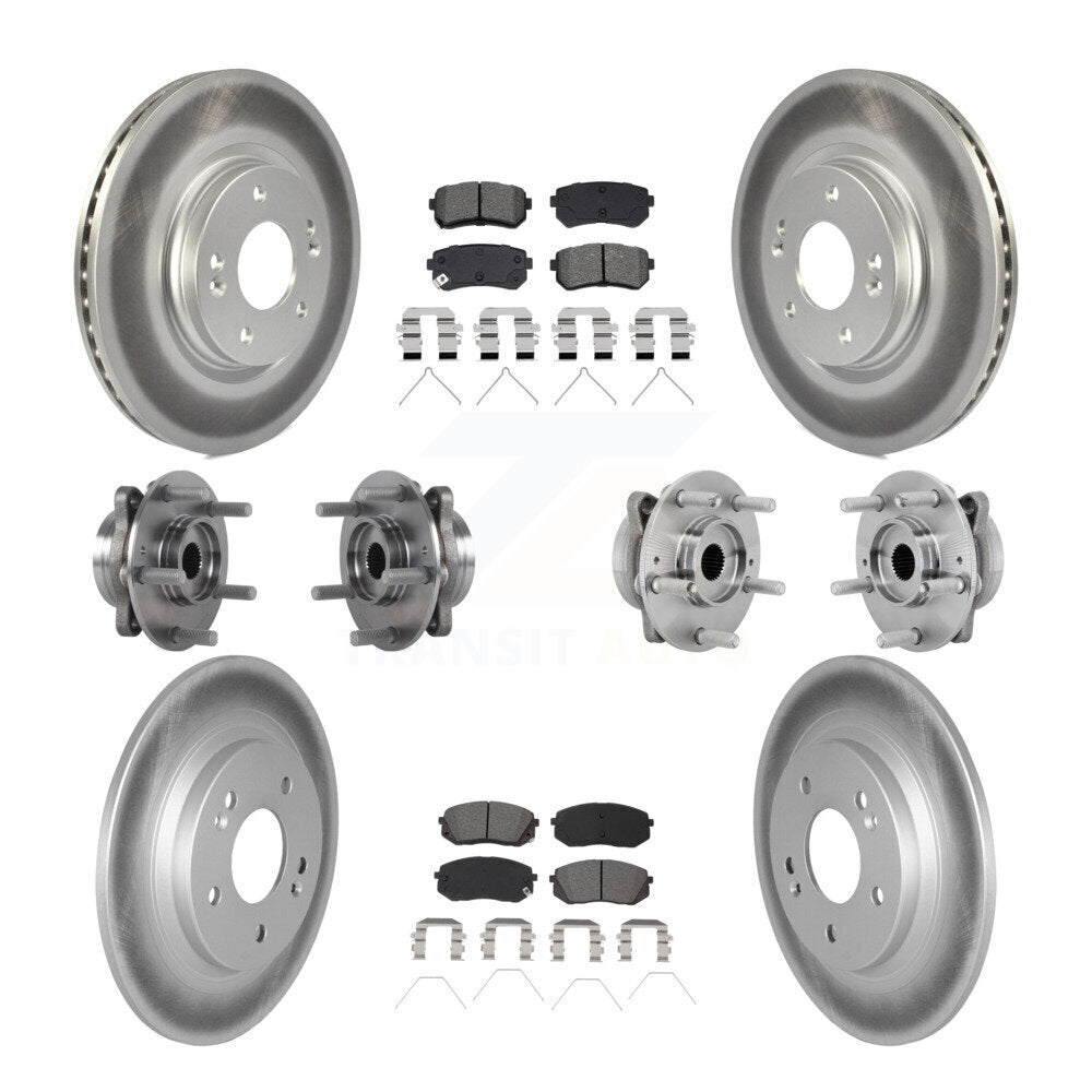 Kit de rotors et plaquettes de frein revêtus de roulement de moyeu avant et arrière (10 pièces) pour Hyundai Kona Ki