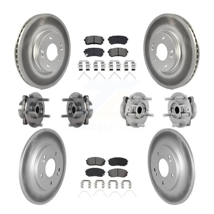 Kit de rotors et plaquettes de frein revêtus de roulement de moyeu avant et arrière (10 pièces) pour Hyundai Kona Ki