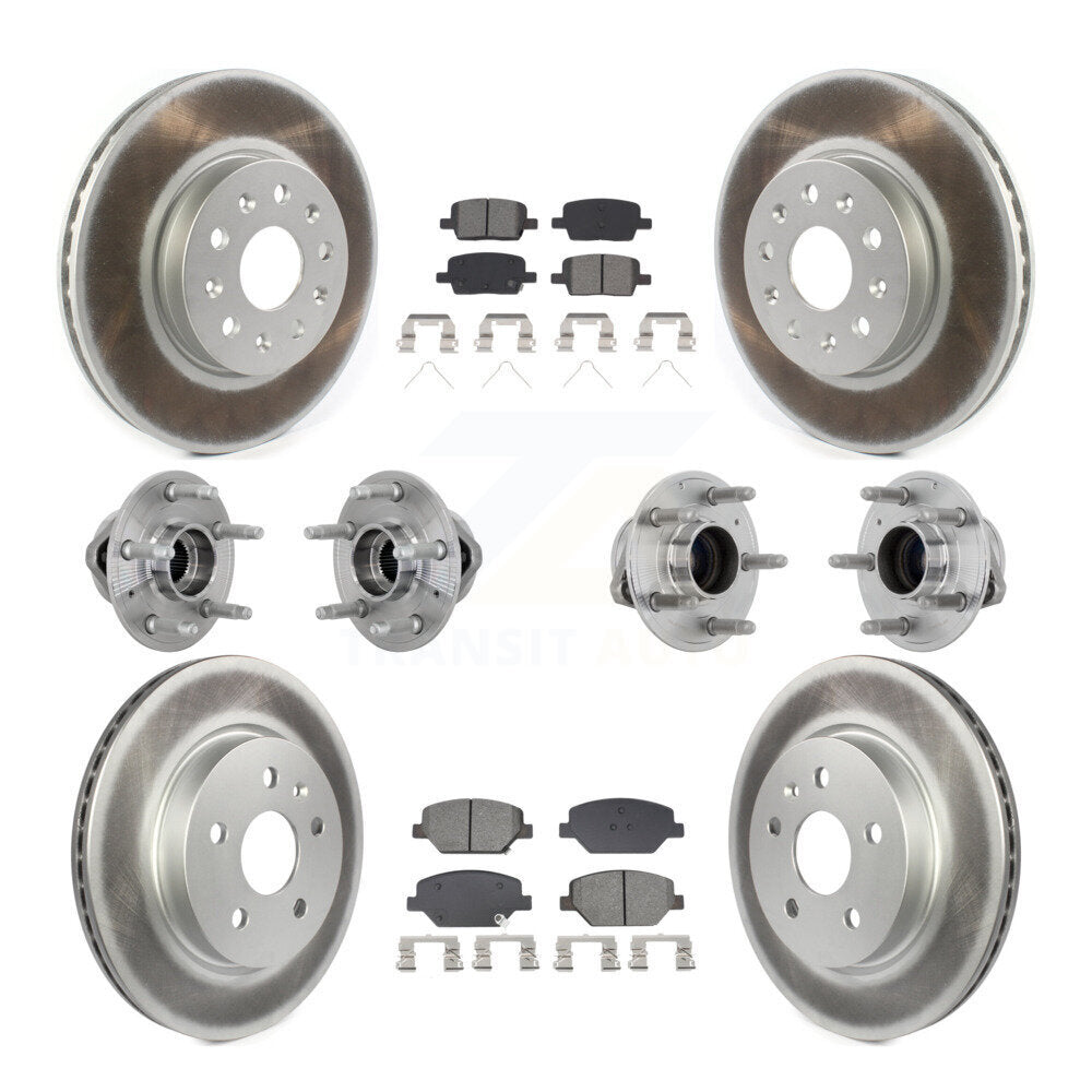 Kit de rotors et plaquettes de frein revêtus de roulement de moyeu avant et arrière (10 pièces) pour Chevrolet Camar