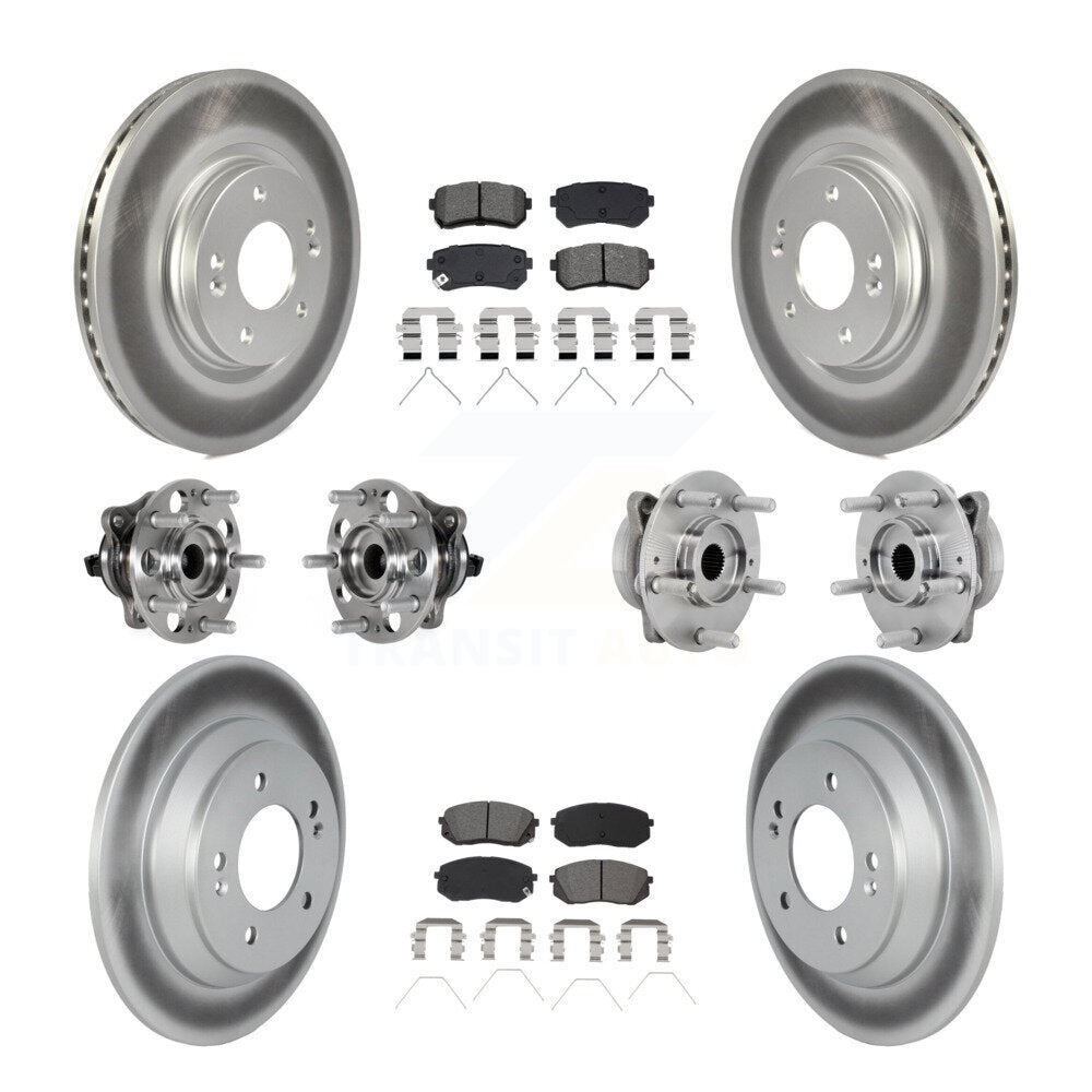 Kit de rotor et de plaquettes de frein à disque revêtus de roulement de moyeu avant et arrière (10 pièces) pour Hyundai Kon