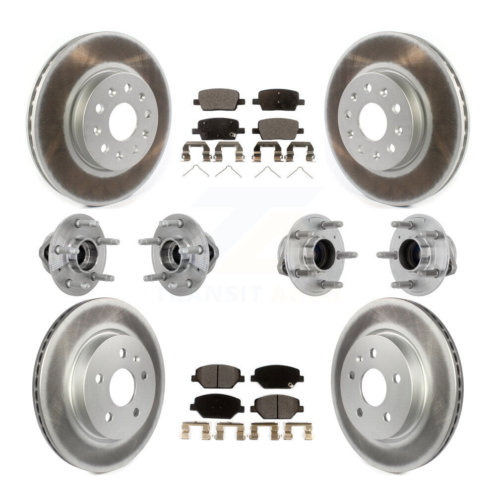 Kit de rotors et plaquettes de frein revêtus de roulement de moyeu avant et arrière (10 pièces) pour Chevrolet Camar