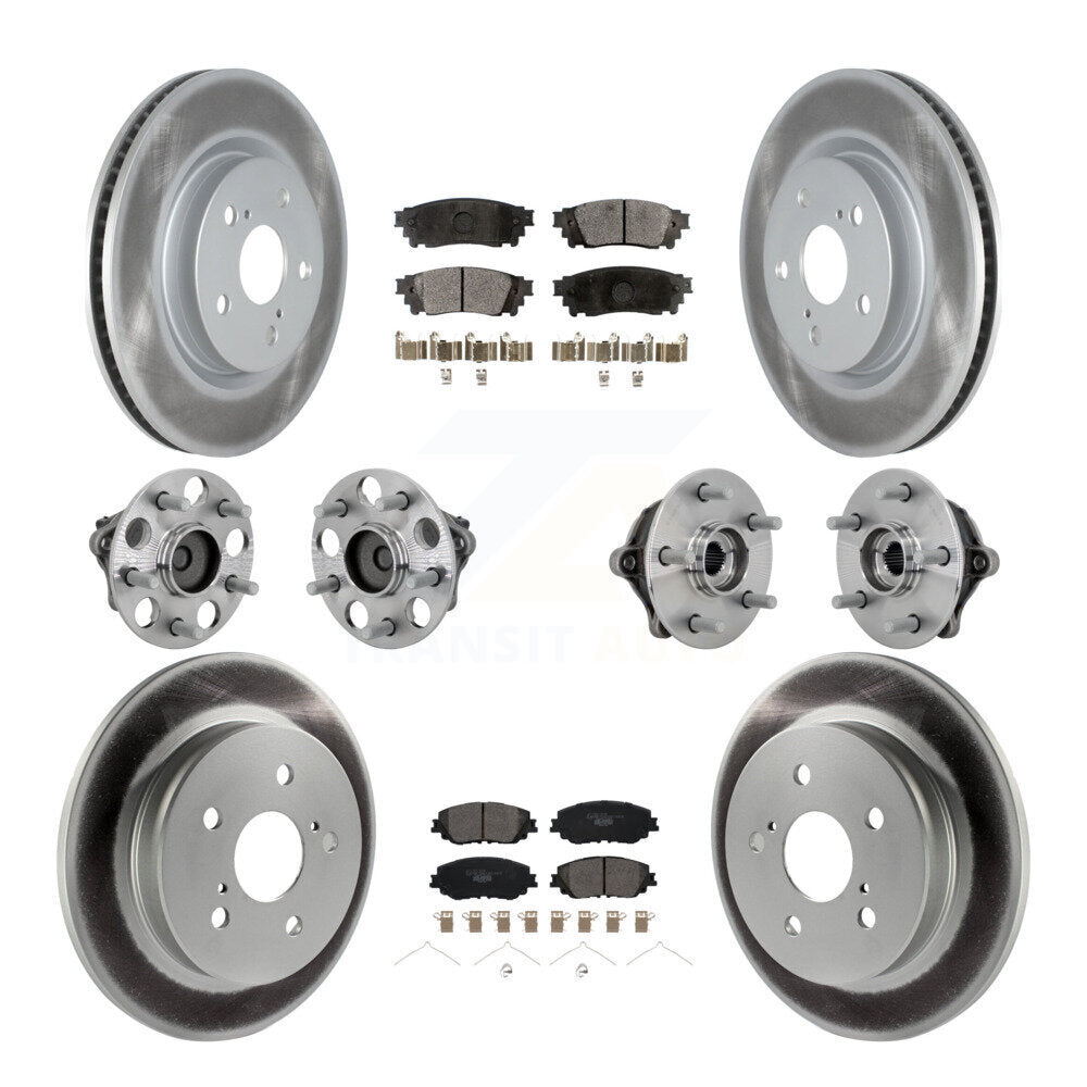 Kit de rotors et plaquettes de frein à disque revêtus de roulement de moyeu avant et arrière (10 pièces) pour Toyota RAV