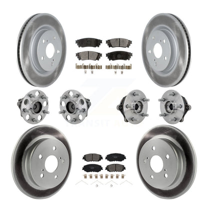 Kit de rotors et plaquettes de frein à disque revêtus de roulement de moyeu avant et arrière (10 pièces) pour Toyota RAV