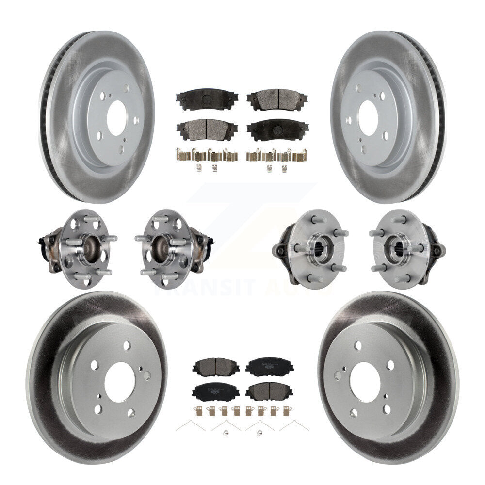 Kit de rotors et plaquettes de frein à disque revêtus de roulement de moyeu avant et arrière (10 pièces) pour Toyota RAV