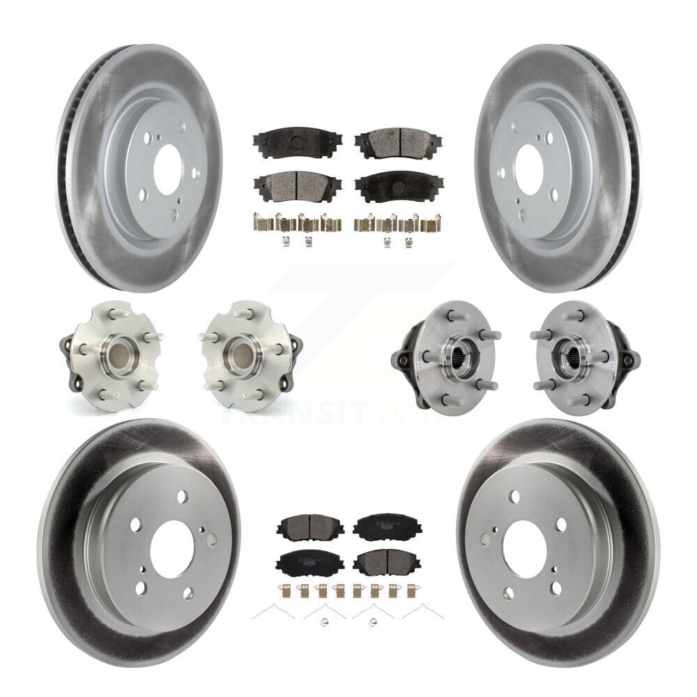 Kit de rotors et plaquettes de frein à disque revêtus de roulement de moyeu avant et arrière (10 pièces) pour Toyota RAV
