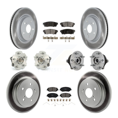 Kit de rotors et plaquettes de frein à disque revêtus de roulement de moyeu avant et arrière (10 pièces) pour Toyota RAV