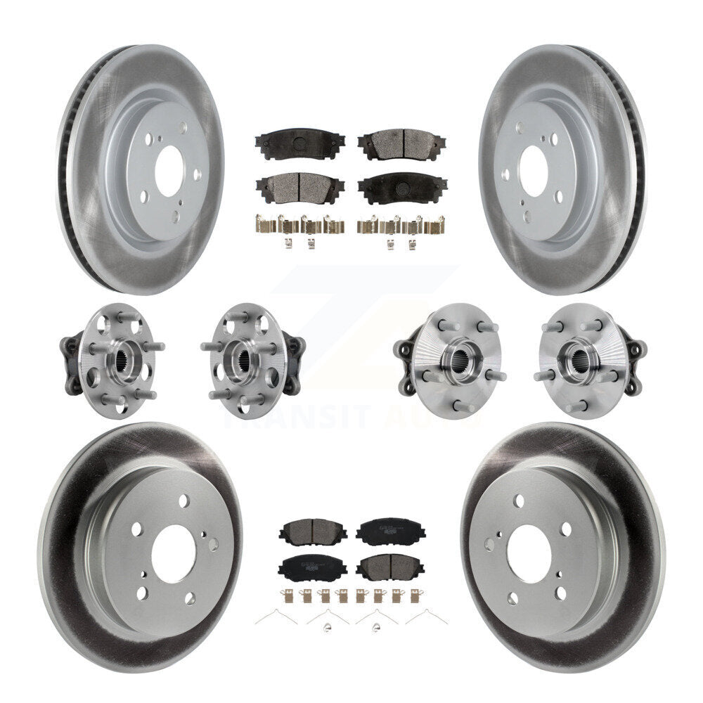 Kit de rotors et plaquettes de frein à disque revêtus de roulement de moyeu avant et arrière (10 pièces) pour Toyota RAV