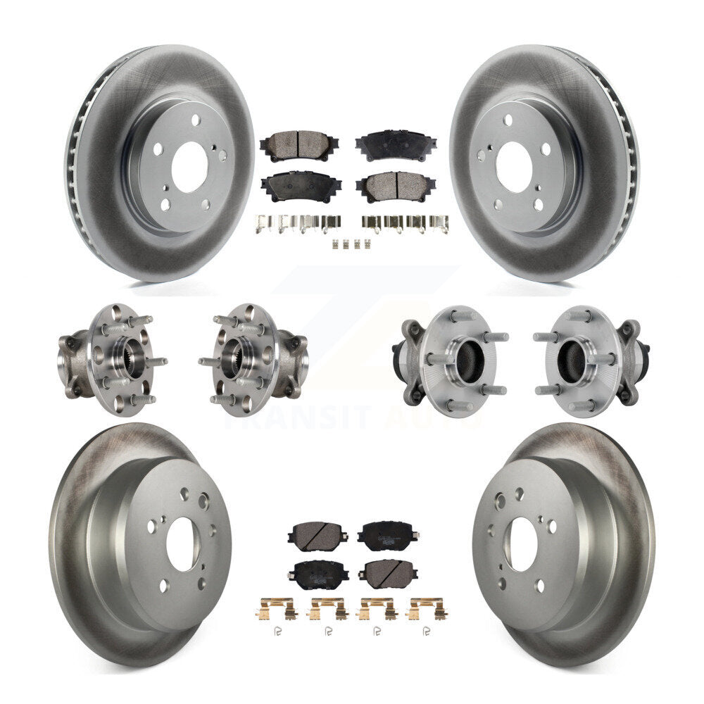 Kit de rotors et plaquettes de frein à disque revêtus de roulement de moyeu avant et arrière (10 pièces) pour Lexus IS25