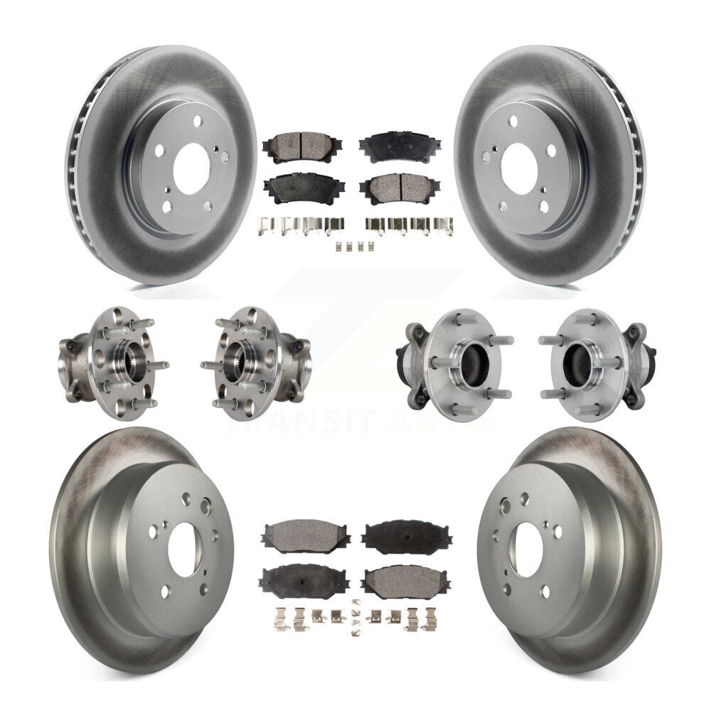 Kit de rotors et plaquettes de frein à disque revêtus de roulement de moyeu avant et arrière (10 pièces) pour Lexus IS25