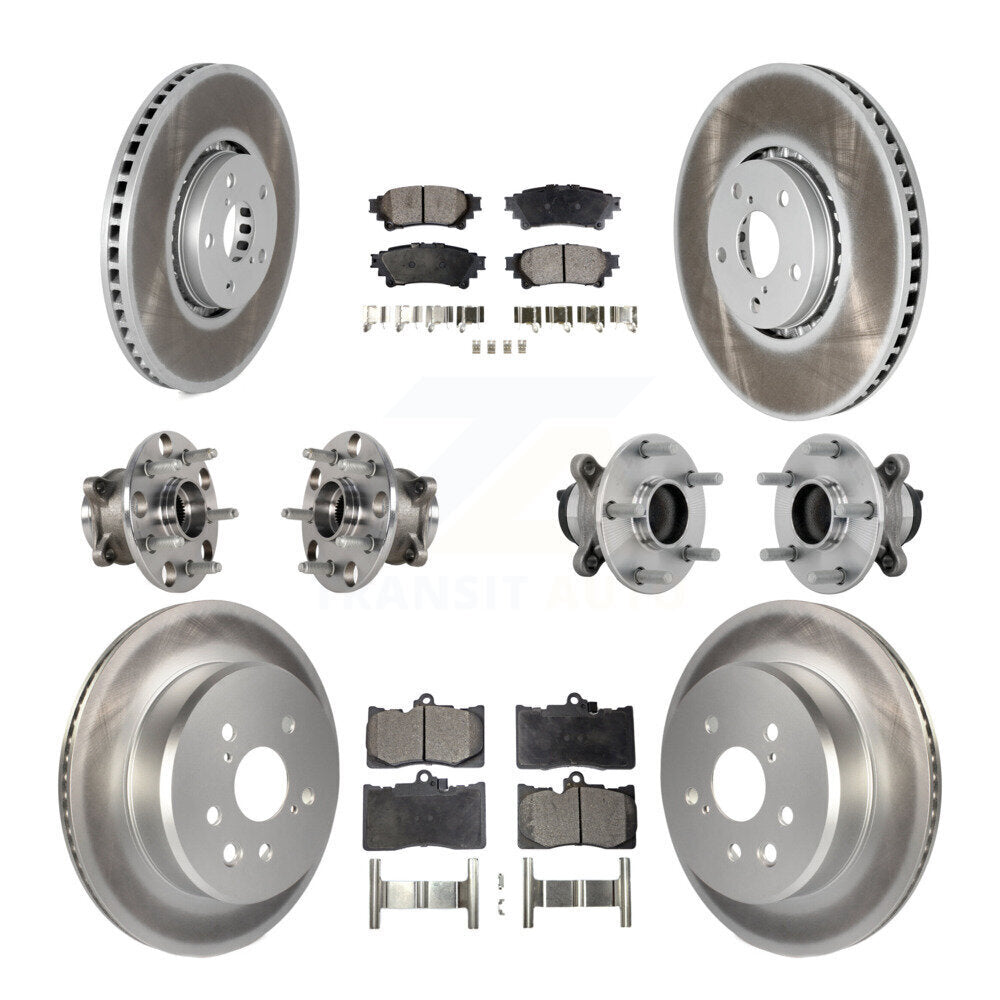 Kit de rotor et de plaquettes de frein revêtus de roulement de moyeu avant et arrière (10 pièces) pour Lexus IS350 IS30