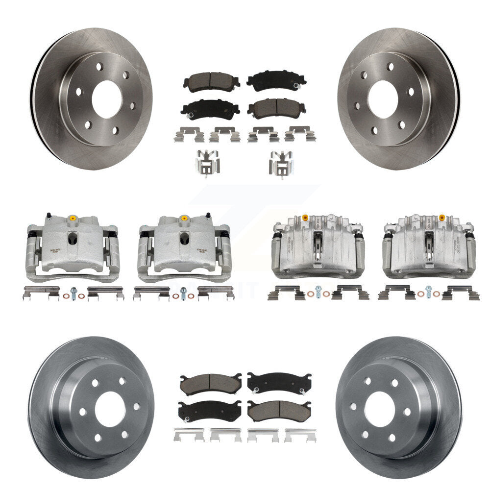 Rotors d'étrier de frein avant et arrière et Kit de plaquettes en céramique (10 pièces) pour Chevrolet Silverad