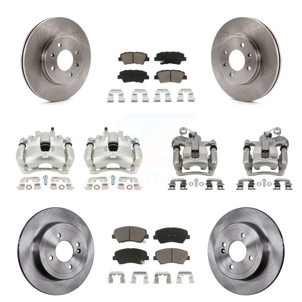 Rotor d'étrier de frein avant et arrière et Kit de plaquettes en céramique (10 pièces) pour Hyundai Accen 12-16