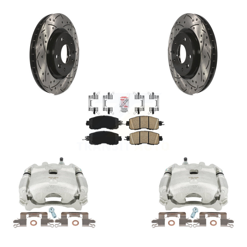 Kit de plaquettes en céramique pour Nissan LEA, étrier enduit de frein à disque avant, fente de perçage, Rotor