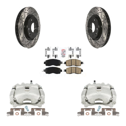 Kit de plaquettes en céramique pour Nissan LEA, étrier enduit de frein à disque avant, fente de perçage, Rotor