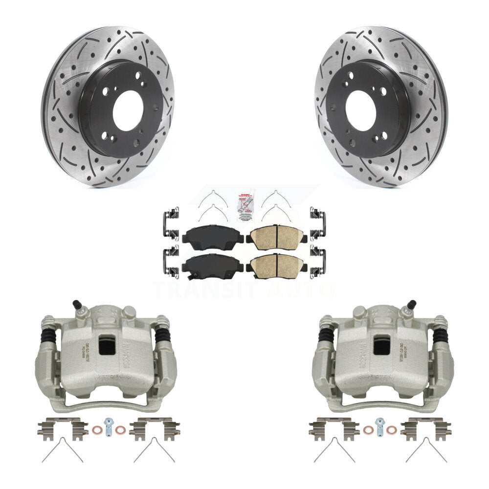 Kit de plaquettes en céramique pour étrier de frein avant, Rotor à fente percé, pour Honda Civic Acura RS