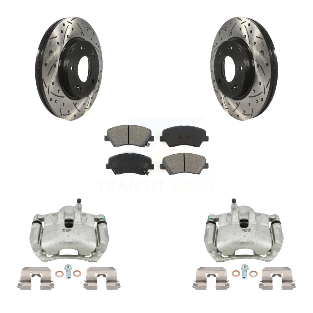 Kit de plaquettes semi-métalliques pour étrier de frein avant, Rotor à fente percé, pour Hyundai Elantr