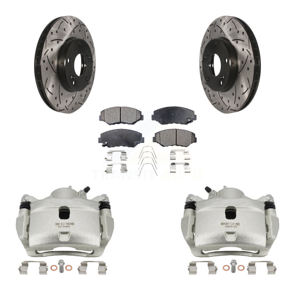 Kit de plaquettes semi-métalliques pour étrier de frein avant, Rotor à fente percé, pour Honda Civic Fi