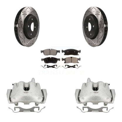 Kit de plaquettes semi-métalliques de Rotors de fente de foret d'étrier de frein avant pour Jeep Grand Dodg