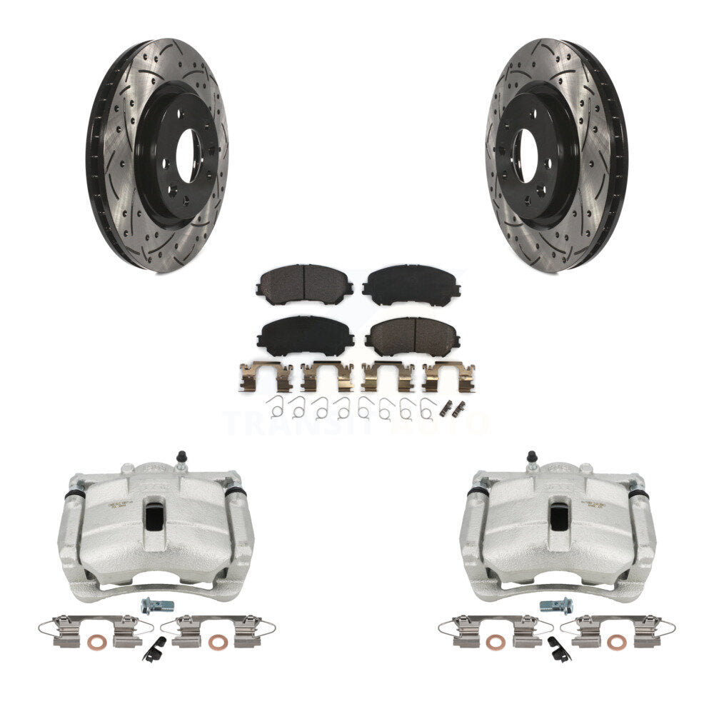 Kit de plaquettes semi-métalliques de Rotor de fente de foret d'étrier de manteau de frein avant pour Nissan Rogu