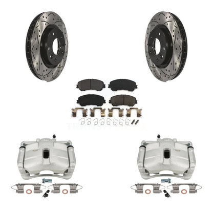 Kit de plaquettes semi-métalliques de Rotor de fente de foret d'étrier de manteau de frein avant pour Nissan Rogu
