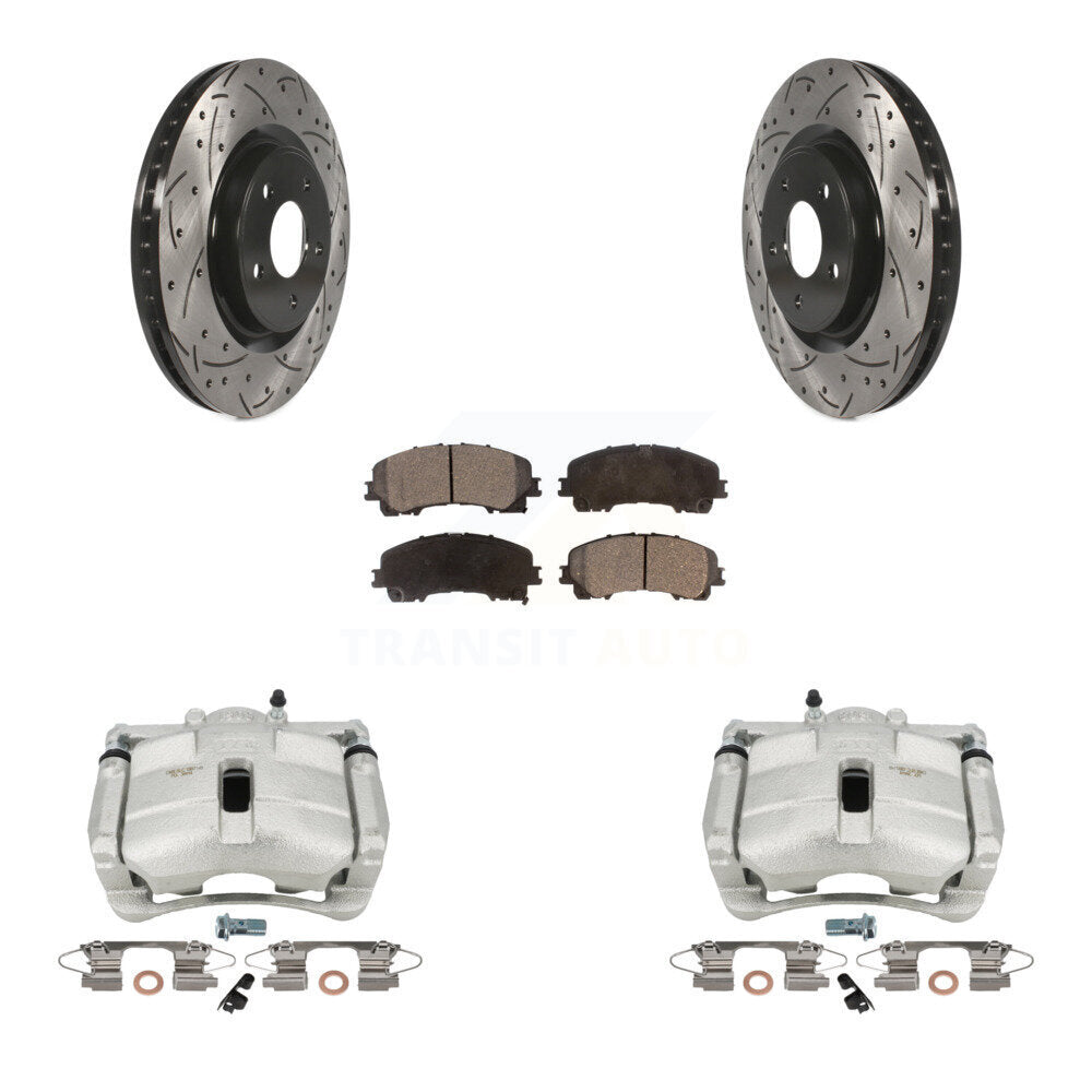 Kit de plaquettes semi-métalliques de Rotor de fente de foret d'étrier de manteau de frein avant pour Nissan Rogu