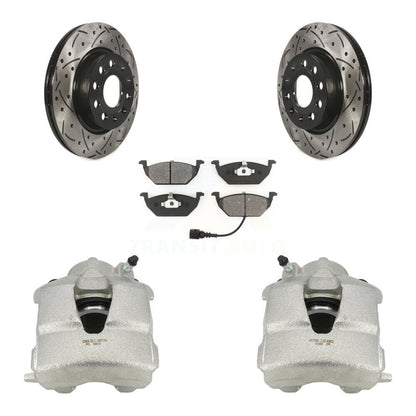 Kit de plaquettes semi-métalliques de Rotors de fente de foret d'étrier de frein avant pour Volkswagen Jett