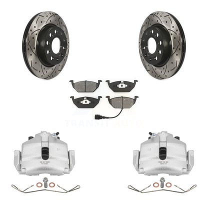 Kit de plaquettes semi-métalliques de Rotors de fente de foret d'étrier de frein avant pour Volkswagen Jett