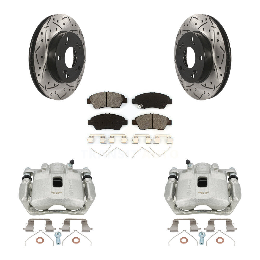 Kit de plaquettes semi-métalliques de Rotor de fente de foret d'étrier de frein avant pour Honda Civic Acur