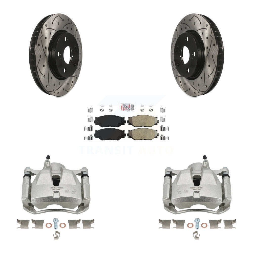 Kit de plaquettes semi-métalliques pour rotors de fente de forage d'étrier de manteau de frein avant pour Lexus IS25