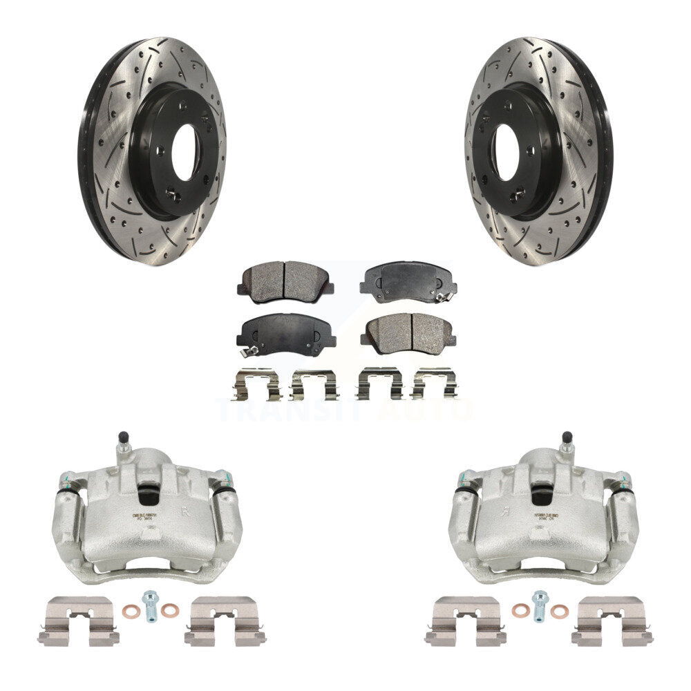 Kit de plaquettes semi-métalliques de Rotors de fente de foret d'étrier de frein avant pour Hyundai Veloste