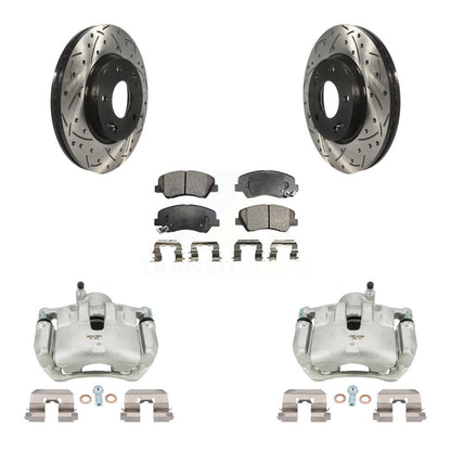 Kit de plaquettes semi-métalliques de Rotors de fente de foret d'étrier de frein avant pour Hyundai Veloste