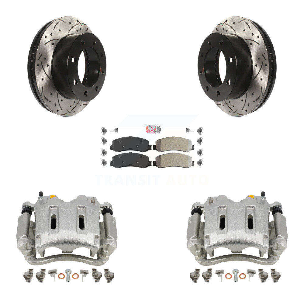Kit de plaquettes semi-métalliques pour étrier de frein avant, Rotors à fentes, pour Ford F-350 Supe